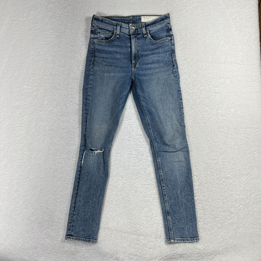 Rag & Bone Jeans Womens 25 25x26 Nina High Rise Ankle Skinny Light Wash Denim
